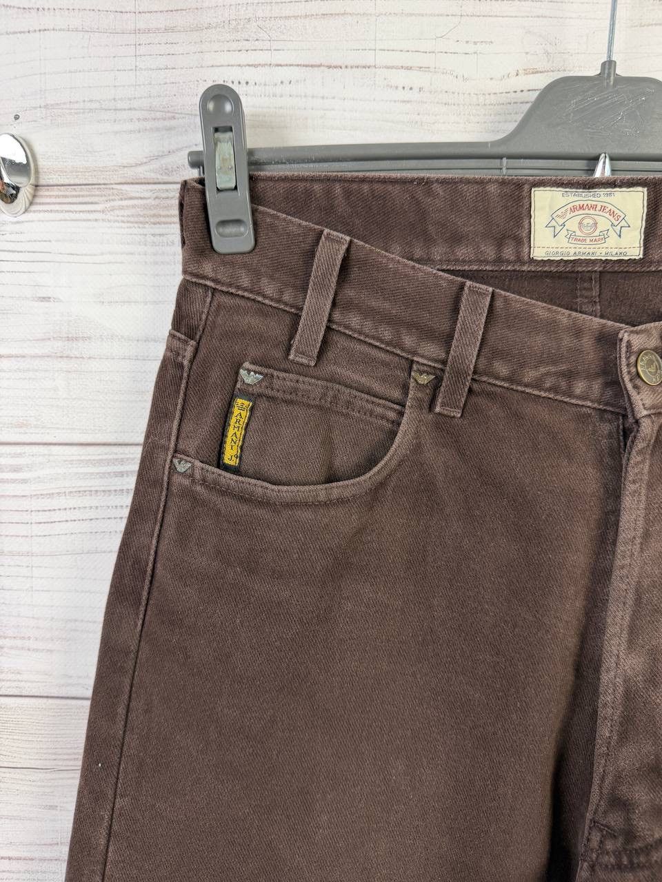 Armani ARMANI Pants Trousers Vintage Jeans Brown 90s Size US 31 - 4 Thumbnail