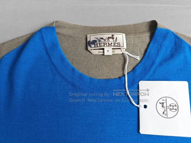 Hermes Hermes Men's color-blocked short-sleeve knit sweater, 100% Size US M / EU 48-50 / 2 - 3 Thumbnail