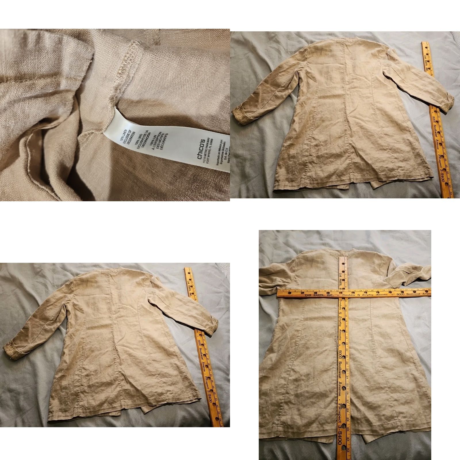 Vintage Chico's Womens Blazer Size 2 100% Linen Beige Tan Button Jacket Minimalist Top, Regular, (Jacket) Mens Womens Girls Boys Size XS / US 0-2 / IT 36-38 - 8 Thumbnail