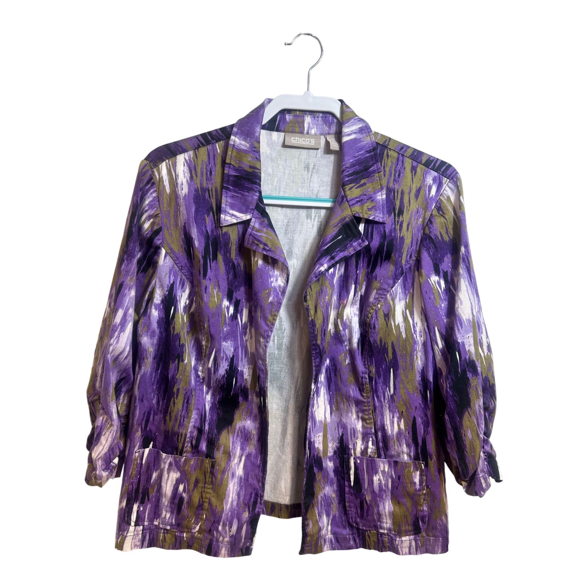 Chicos Chico’s Abstract Open Jacket Purple Size 3 Large NWOT Size XXL / US 16-18 / IT 52-54 - 1 Thumbnail