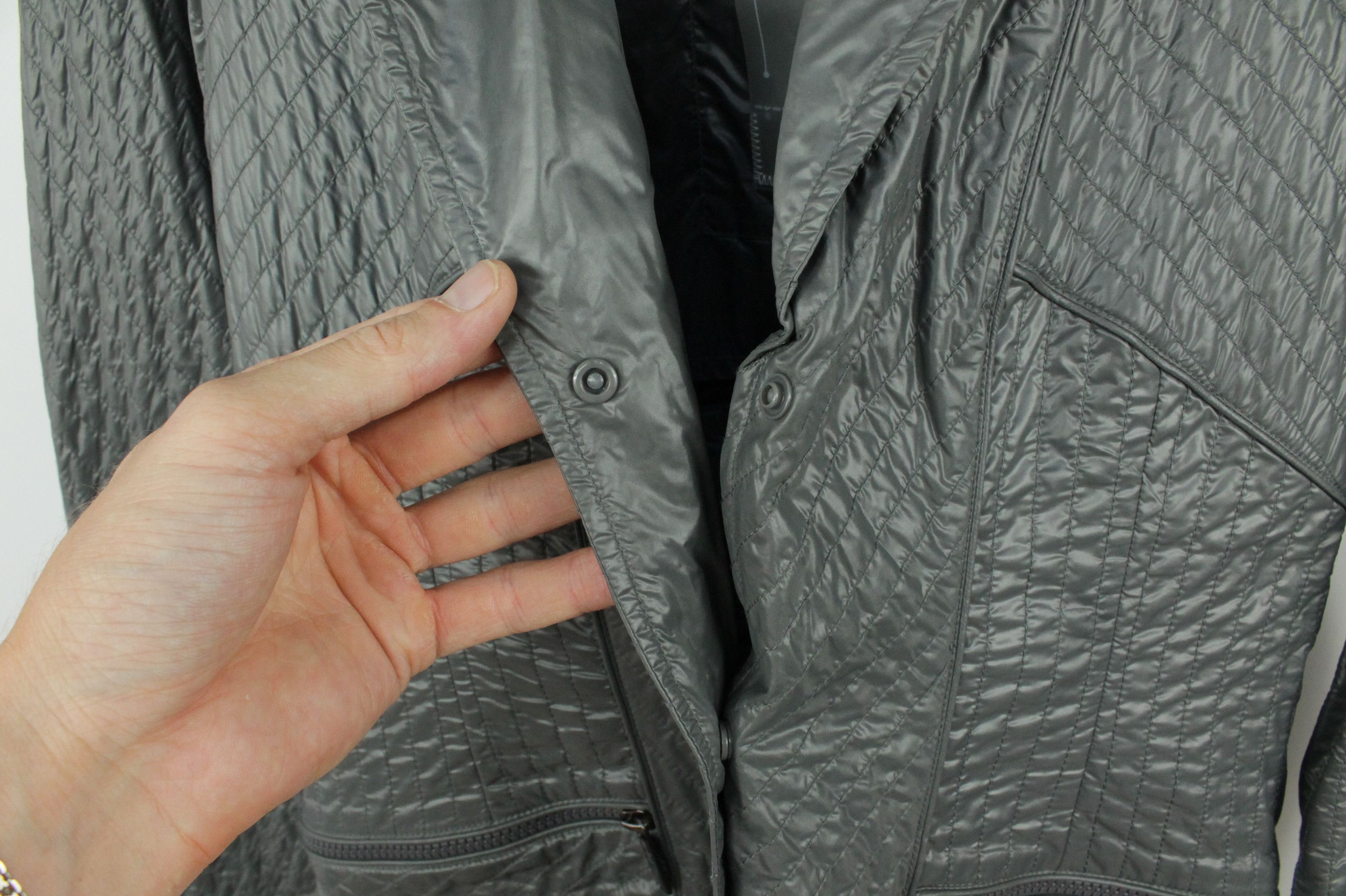 Add ADD Quilted Light Gray Nylon Women's Blazer Jacket Size L / US 10 / IT 46 - 8 Thumbnail