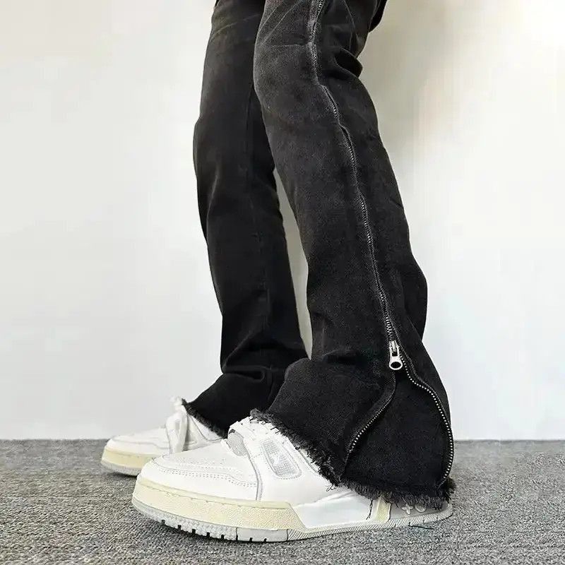 Japanese Brand High street retro vintage side zip flare jeans trousers Size US 32 / EU 48 - 3 Thumbnail