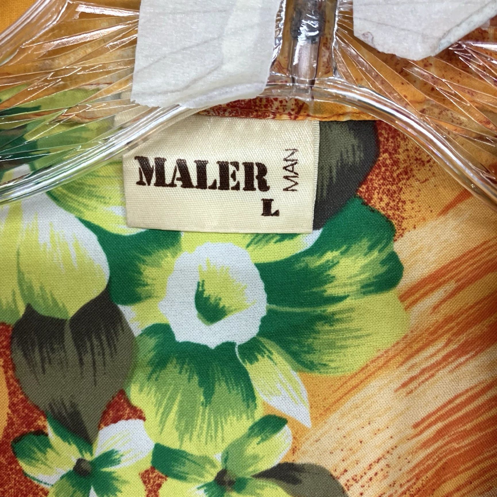 Vintage VINTAGE Maler Hawaiian Shirt Button-Up Men's Short Sleeve 43 in Chest Orange Green Hibiscus Floral Beach Retro Size US M / EU 48-50 / 2 - 4 Thumbnail