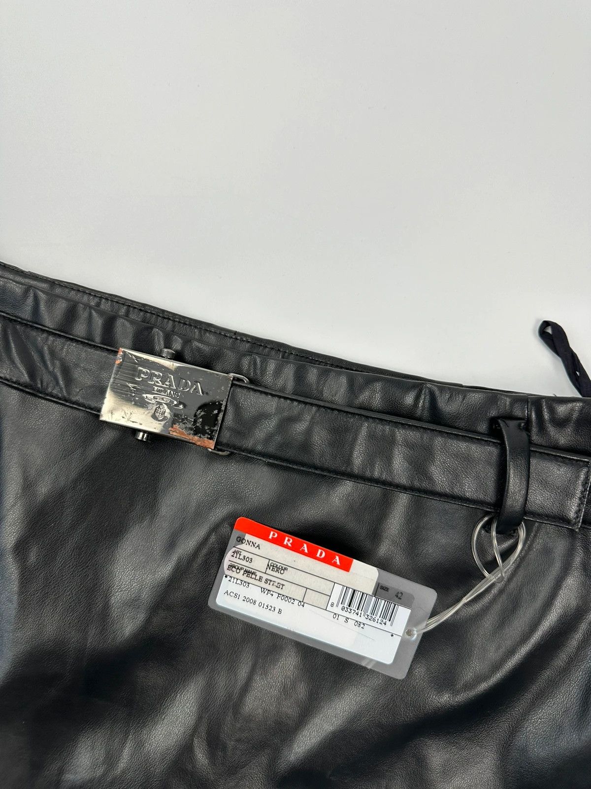 Prada Prada Sport SS2008 Black Shiny Belt Skirt Size 38" / US 16 / IT 52 - 2 Thumbnail