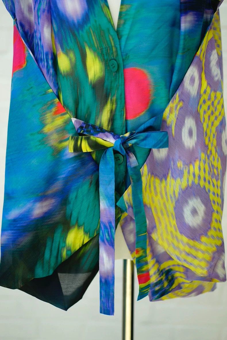 Issey Miyake Issey Miyake size:2 Blue and green color-blocked irregular Size XS / US 0-2 / IT 36-38 - 5 Thumbnail
