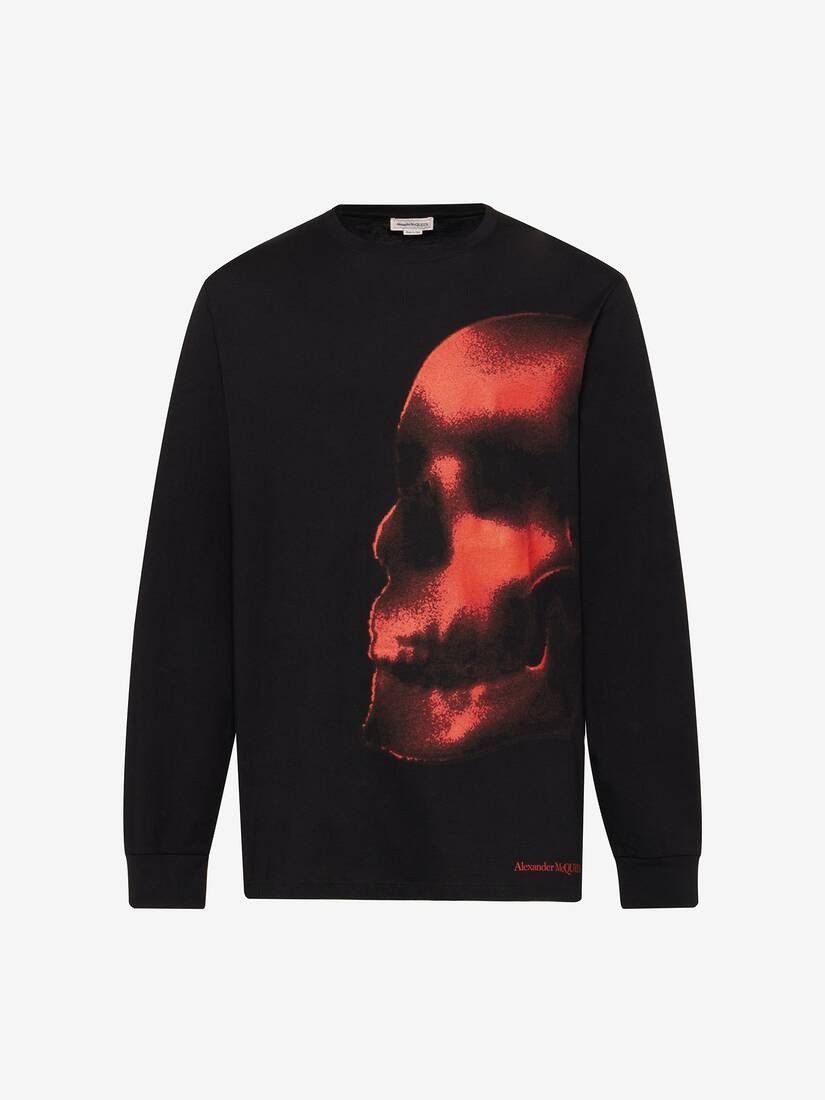 Alexander McQueen o1w1db10725 Shadow Skull Long-Sleeved T-Shirt in Black/Red Size US L / EU 52-54 / 3 - 1 Preview