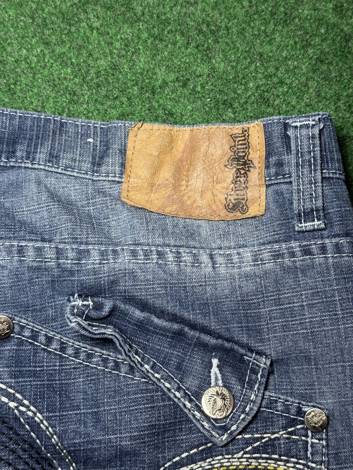 Southpole Y2K Silver Point Baggy Hip Hop Jorts 42 18” Denim Shorts Size US 42 / EU 58 - 2 Thumbnail