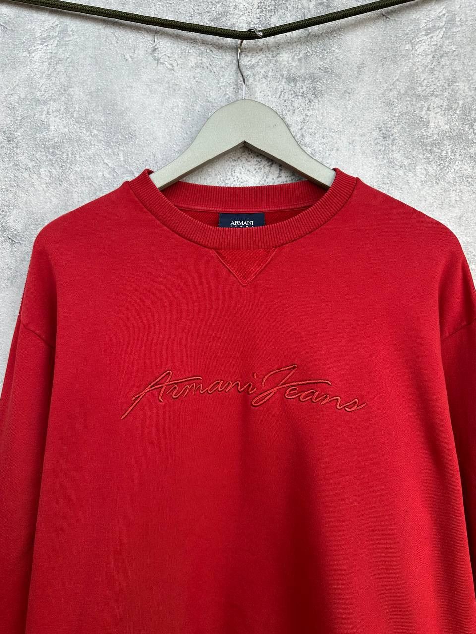 Giorgio Armani Armani Jeans Logo Embroidered Cotton Sweatshirt Red Crewneck Size US XXL / EU 58 / 5 - 4 Thumbnail