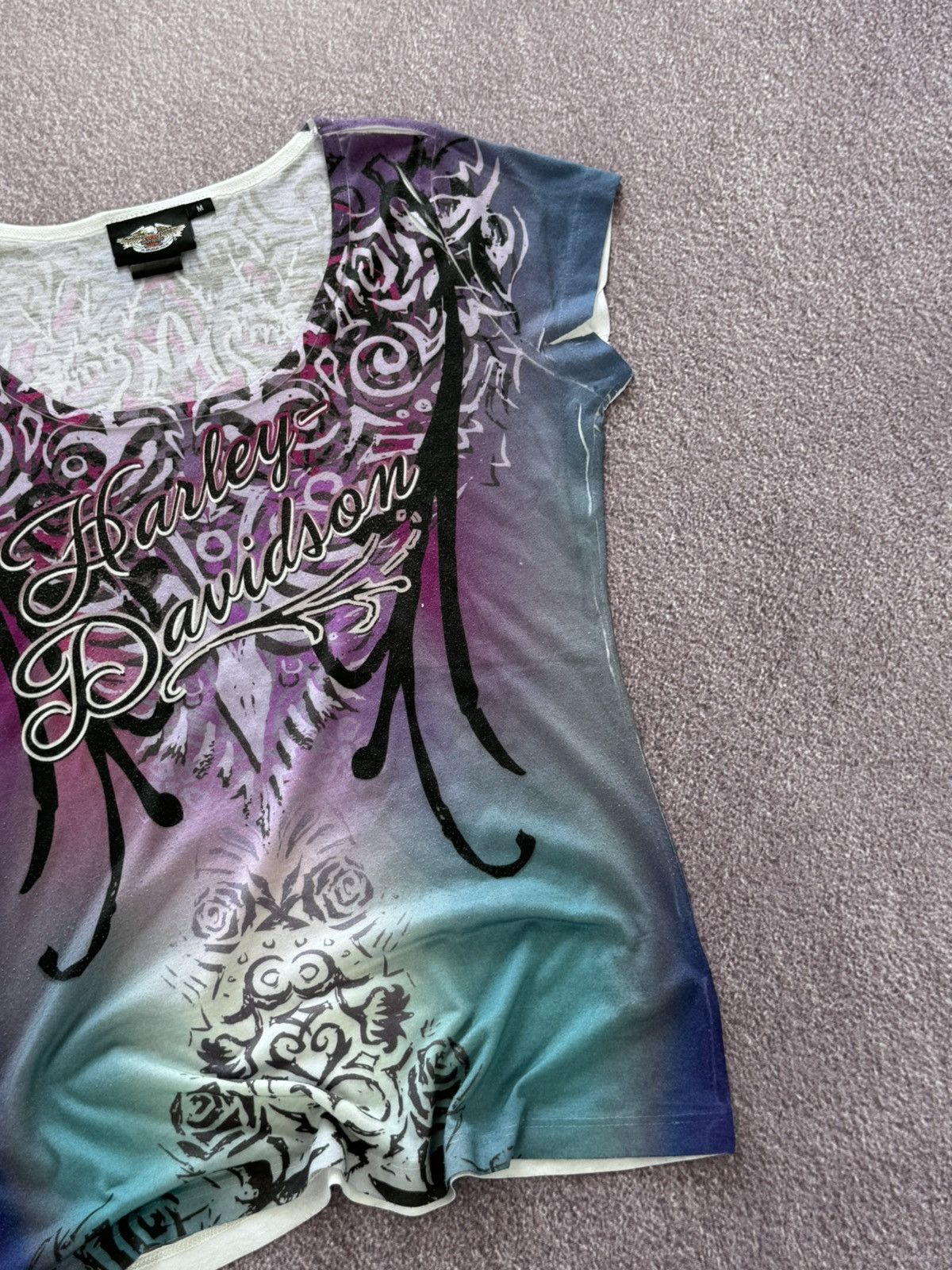 Harley Davidson Harley Davidson Cyber Grunge Y2K Glamour Print Crazy T-Shirt Size M / US 6-8 / IT 42-44 - 6 Thumbnail