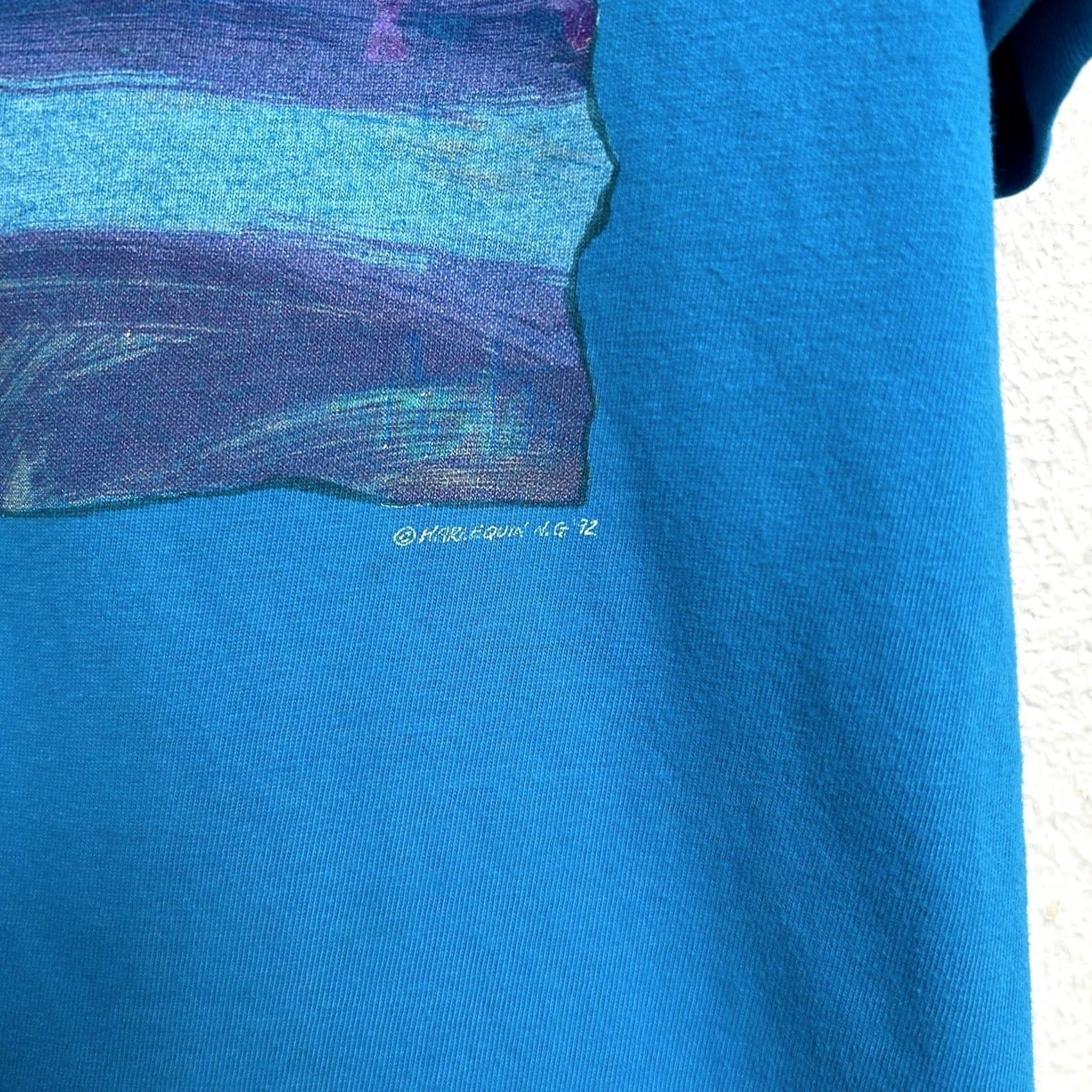 Vintage VINTAGE Hanes Beefy T Zebra Herd 1992 Tee Blue T-Shirt Harlequin USA Made 90s Large Shirt Unisex Adults Blue 90s Graphic Print Tee Mens Women Size US L / EU 52-54 / 3 - 6 Thumbnail