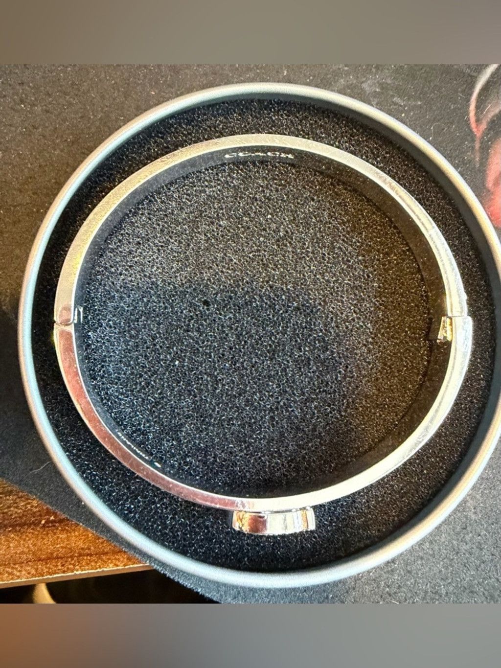 Coach Coach Silver Tone Crystal “C” Hinged Bangle Bracelet Cuff Size ONE SIZE - 5 Thumbnail