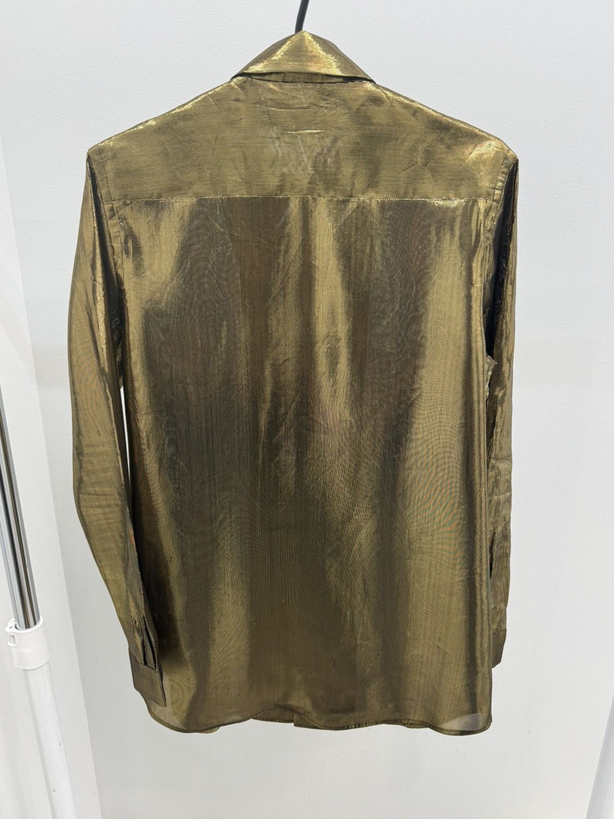 JULIEN DAVID JULIEN DAVID Gold Metal Silk Shirt Size US M / EU 48-50 / 2 - 2 Thumbnail