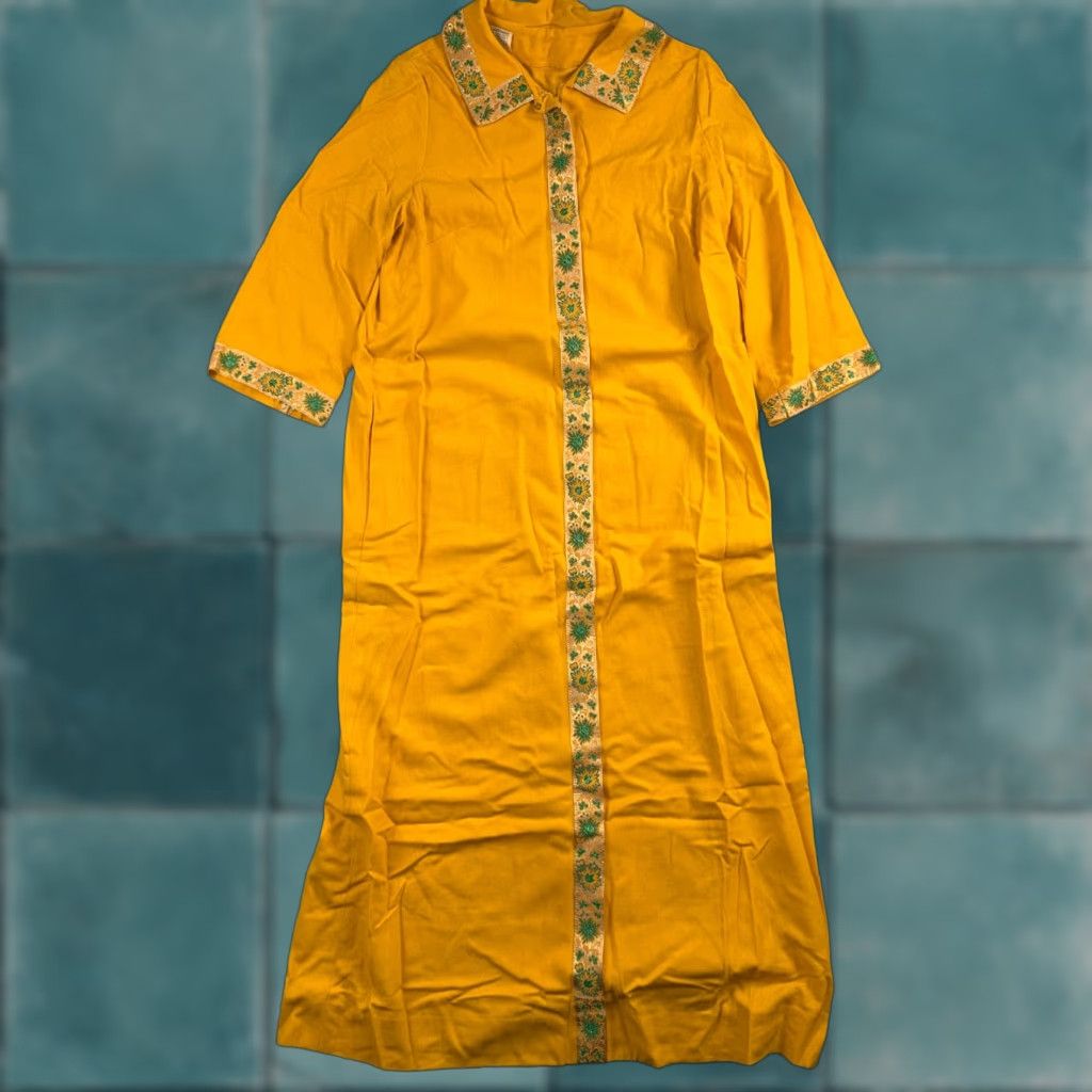 Vintage VINTAGE 1950s 60s Yellow Long Dress Rockabilly Boho Belted Summer Movie Casual Size S / US 4 / IT 40 - 1 Thumbnail