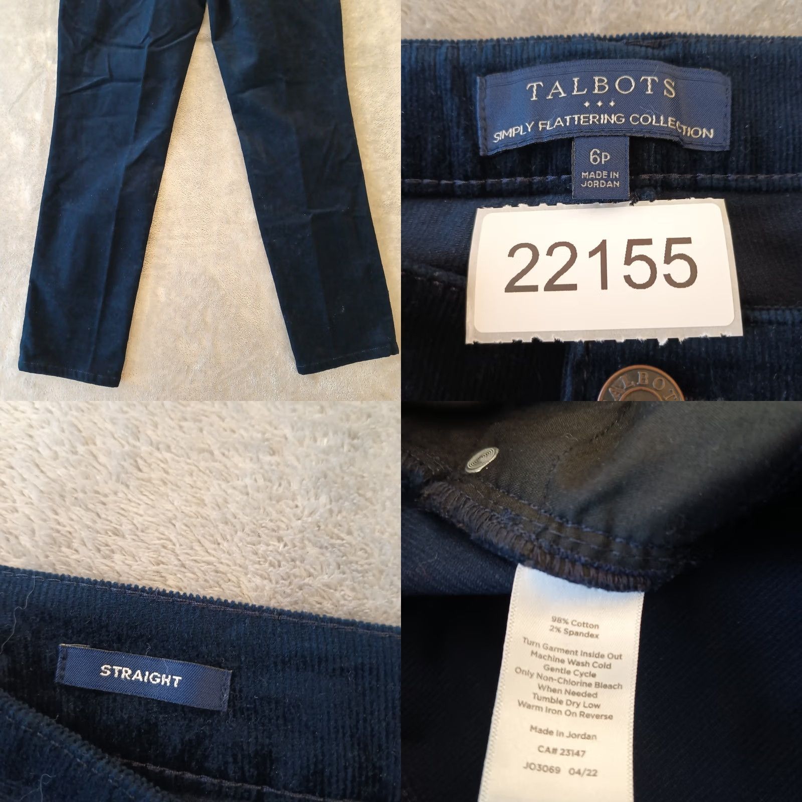 Talbots Talbots Pants Womens Petite Blue Straight Corduroy Chino Size 6P Size 28" / US 6 / IT 42 - 8 Thumbnail