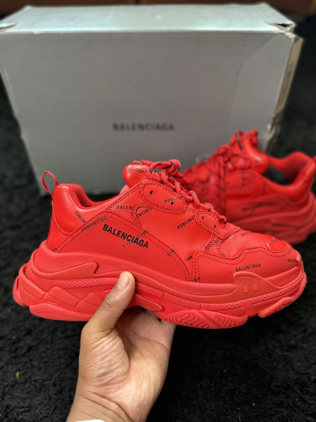 image of Balenciaga Tripe S Shoes in Red, Men's (Size 11)
