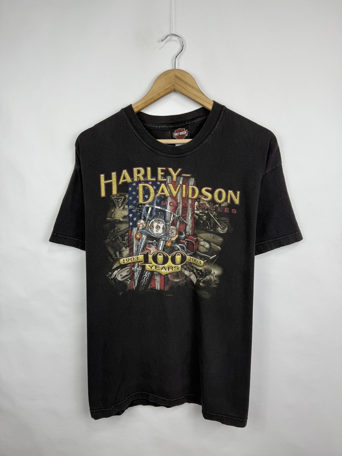 Harley Davidson 🇺🇸 Vintage 2002 Harley Davidson 100th Anniversary USA T-Shirt Size US L / EU 52-54 / 3 - 3 Thumbnail
