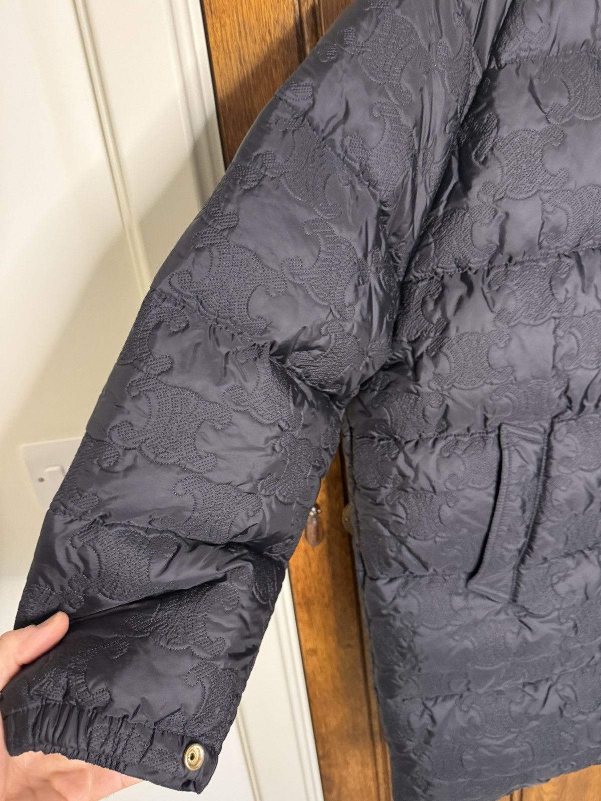 Celine $5k Celine Long Triomphe black logo coat jacket Hedi Slimane Size US M / EU 48-50 / 2 - 12 Thumbnail