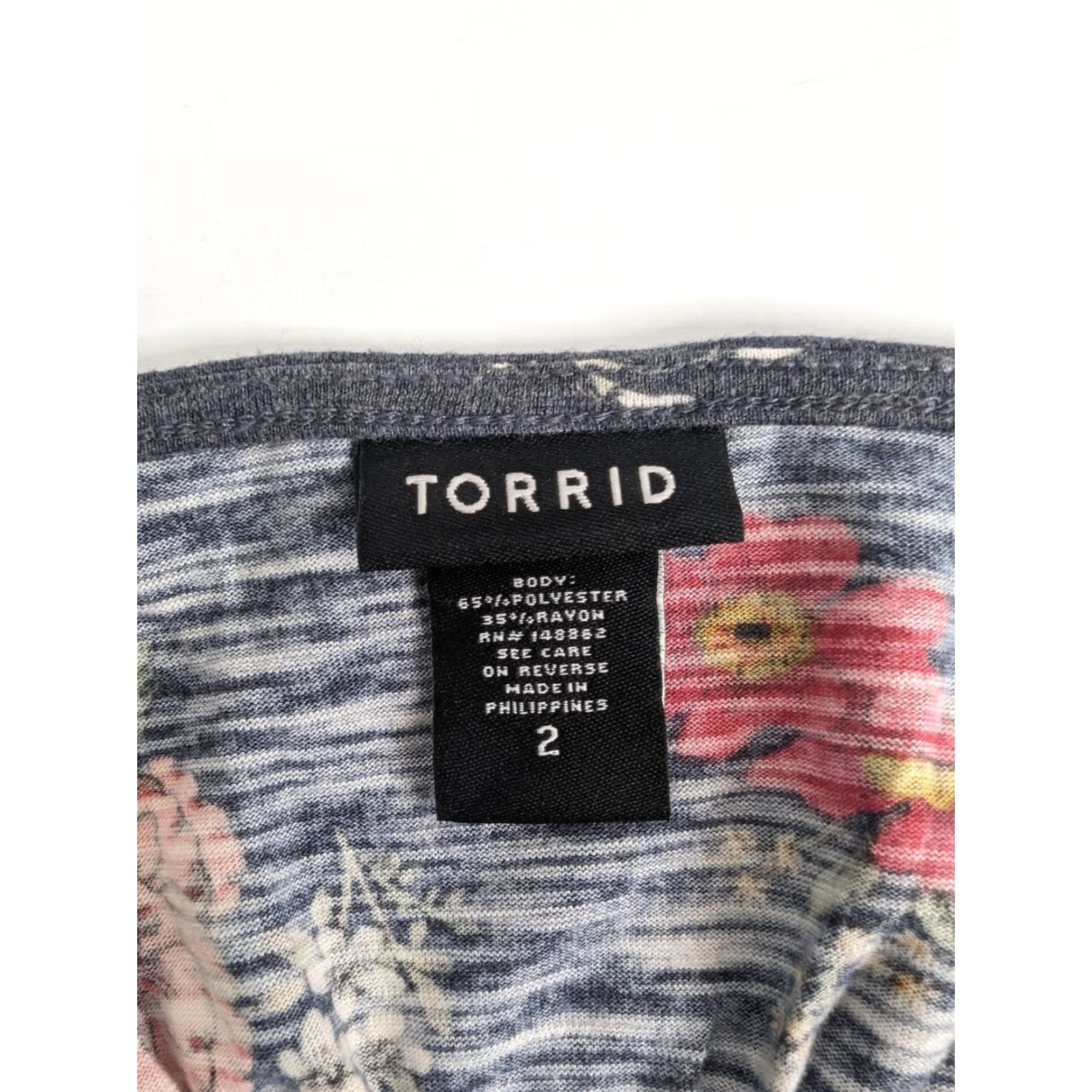 Torrid Torrid Floral Sleeveless V-Neck Blouse Tank Tunic Top Slit Back Multicolor 2 Plus Size Womens Size XS / US 0-2 / IT 36-38 - 7 Thumbnail