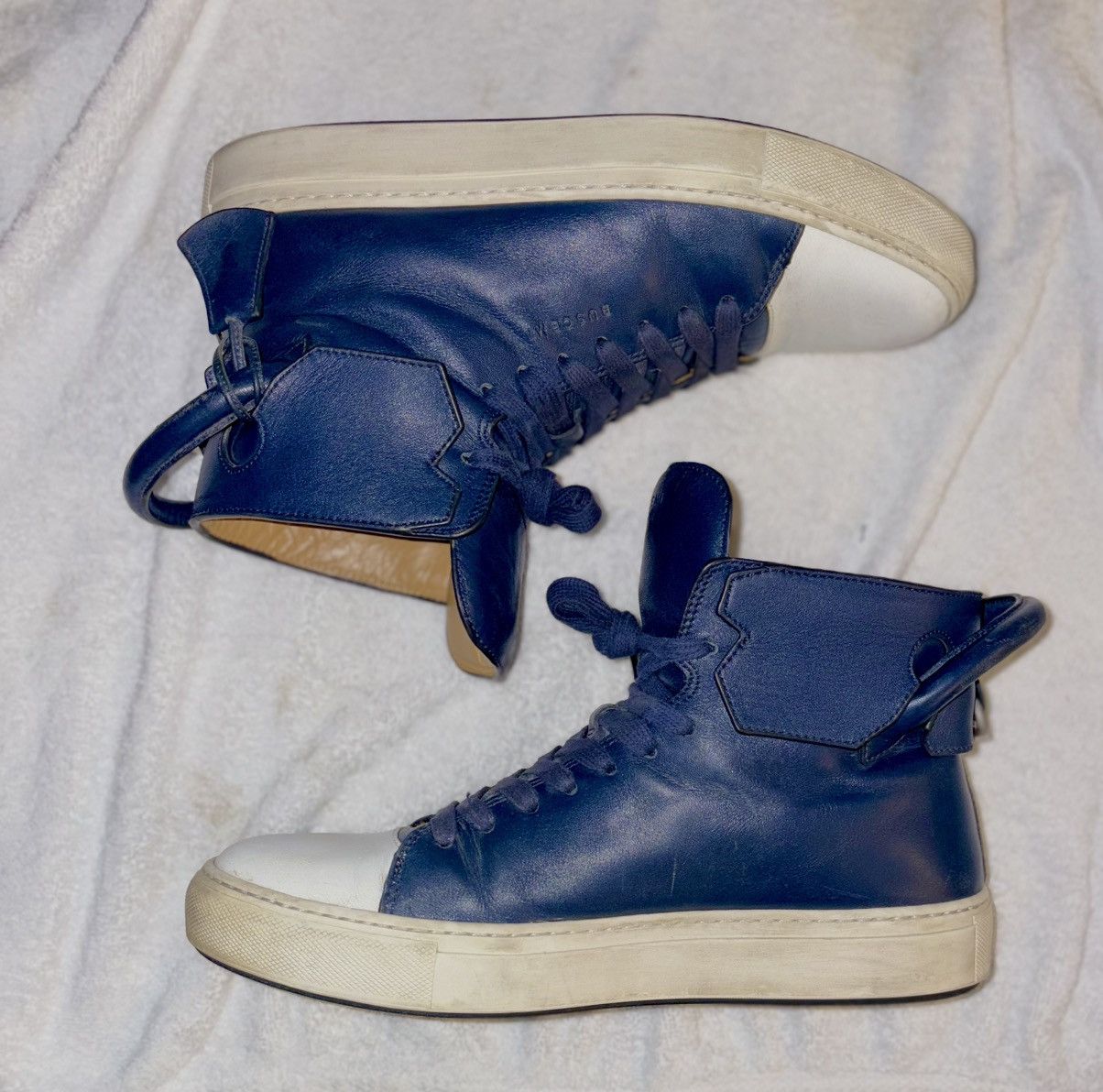 Buscemi BUSCEMI 125 mm Blue Leather HighTop Loc Sneaker Size US 9 / EU 42 - 2 Thumbnail