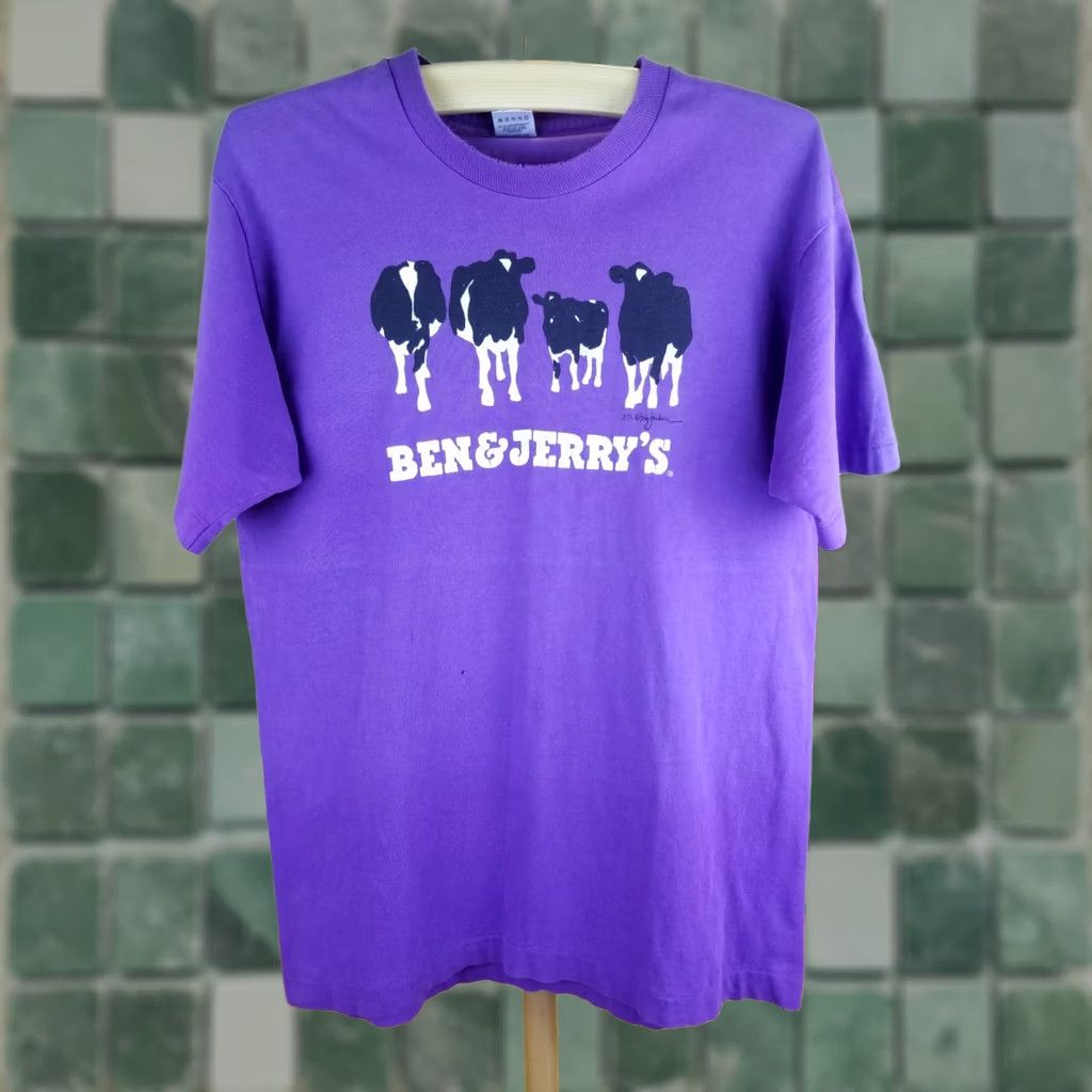 Vintage VINTAGE BEN & JERRY ICE CREAM PROMO PURPLE COTTON T-SHIRT SZ L Single Stitch Mens Size US L / EU 52-54 / 3 - 1 Thumbnail