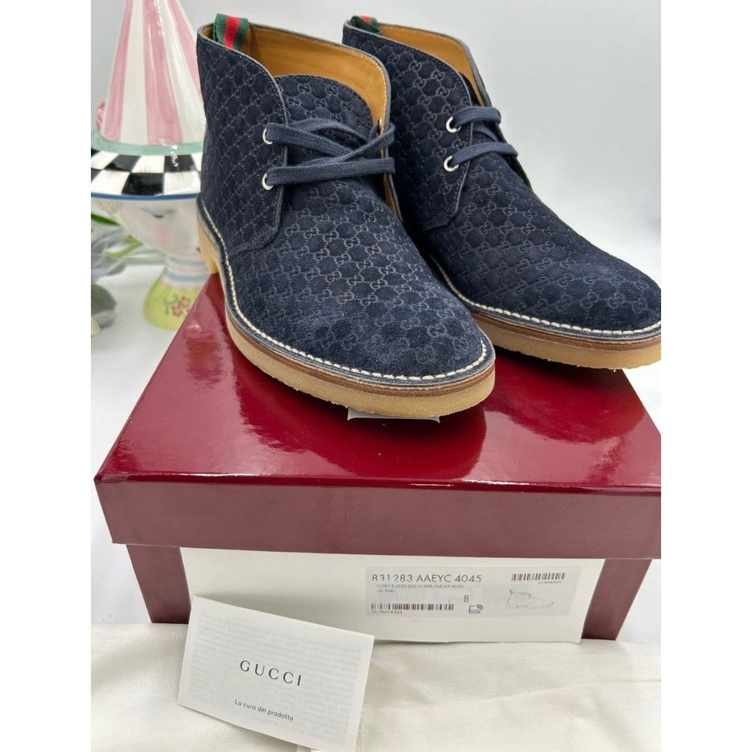 Gucci Men's Gucci MOREAU GG suede ankle boots size 8 fits 8.5 US Size US 8.5 / EU 41-42 - 4 Thumbnail