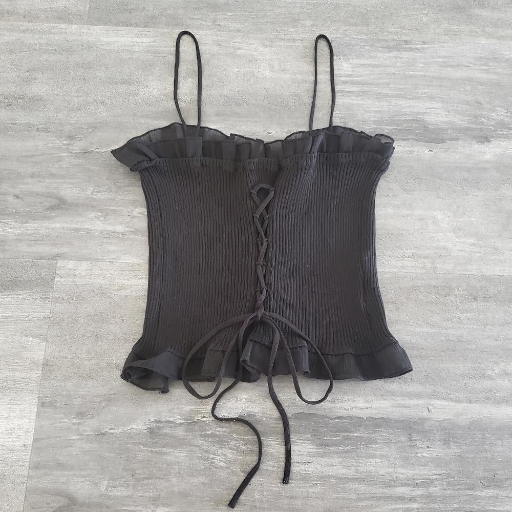 Shein Black Back Laced SHEIN Ruffle Tank Size S / US 4 / IT 40 - 2 Thumbnail