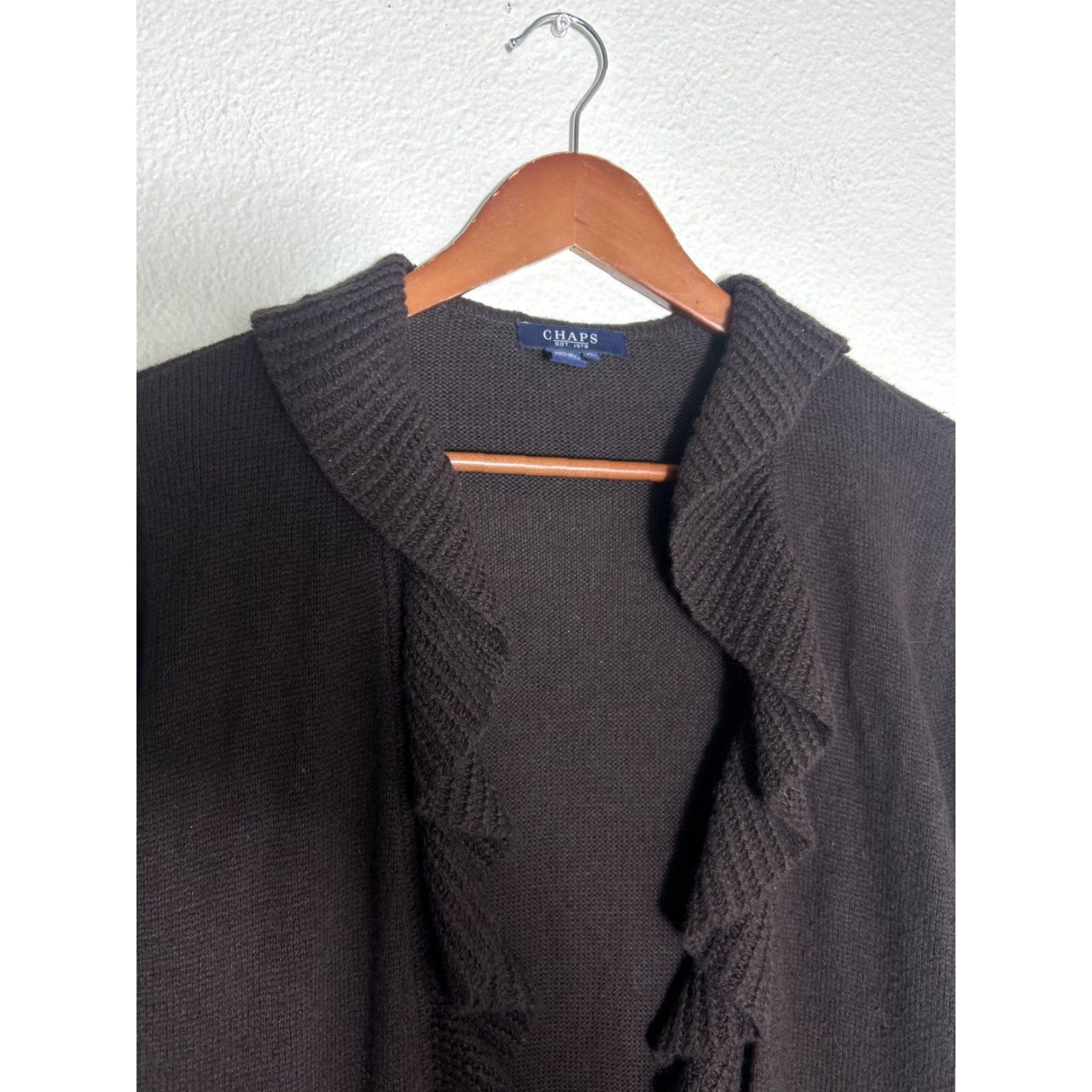 Chaps Chaps Cardigan Womens XL Brown Cotton Nylon Viscose Angora Pullover Sweater Size XL / US 12-14 / IT 48-50 - 3 Thumbnail