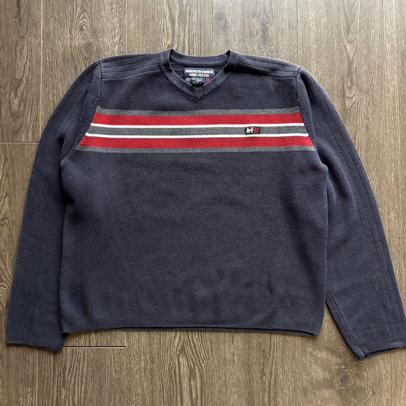 Abercrombie & Fitch VINTAGE Abercrombie & Fitch Sweater Mens XL Blue Stripe V-Neck Knit Pullover Size US XL / EU 56 / 4 - 3 Thumbnail