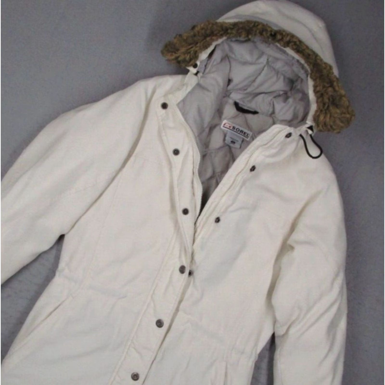 SOREL Sorel Women's Jacket Small White Down Full Zip Hooded Faux Fur Trim Gorpcore Size S / US 4 / IT 40 - 2 Thumbnail