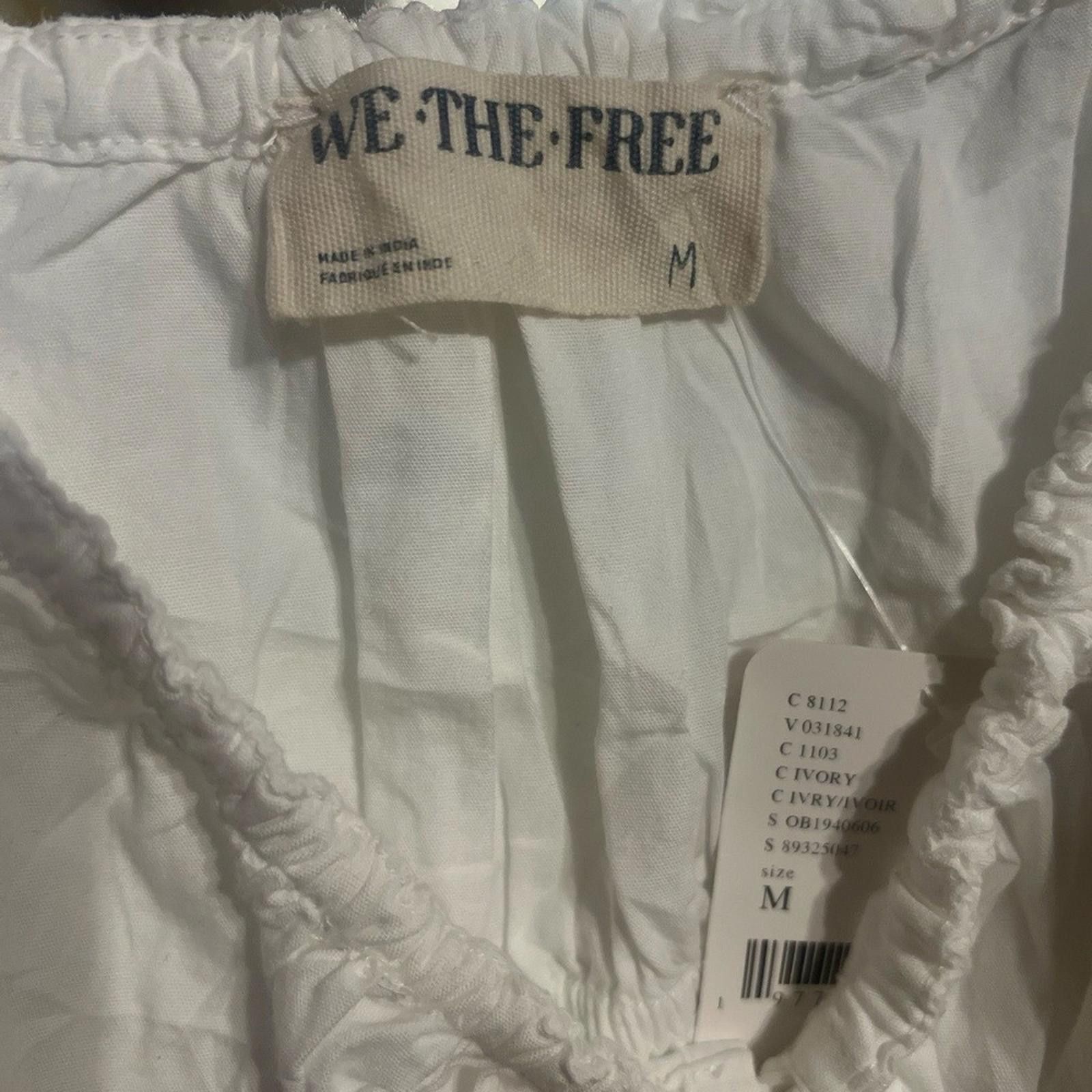 Other WE THE FREE Cami M Ivory Peplum Smocked Drawstring Boho Size M / US 6-8 / IT 42-44 - 5 Thumbnail