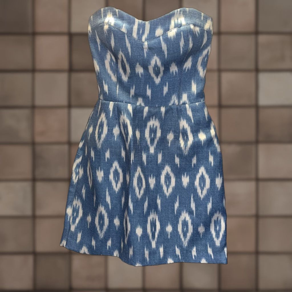 Dolce Vita Dolce Vita Women’s Strapless XS Light Blue South West Print Dress W/ Lace Up Back Size XS / US 0-2 / IT 36-38 - 1 Thumbnail