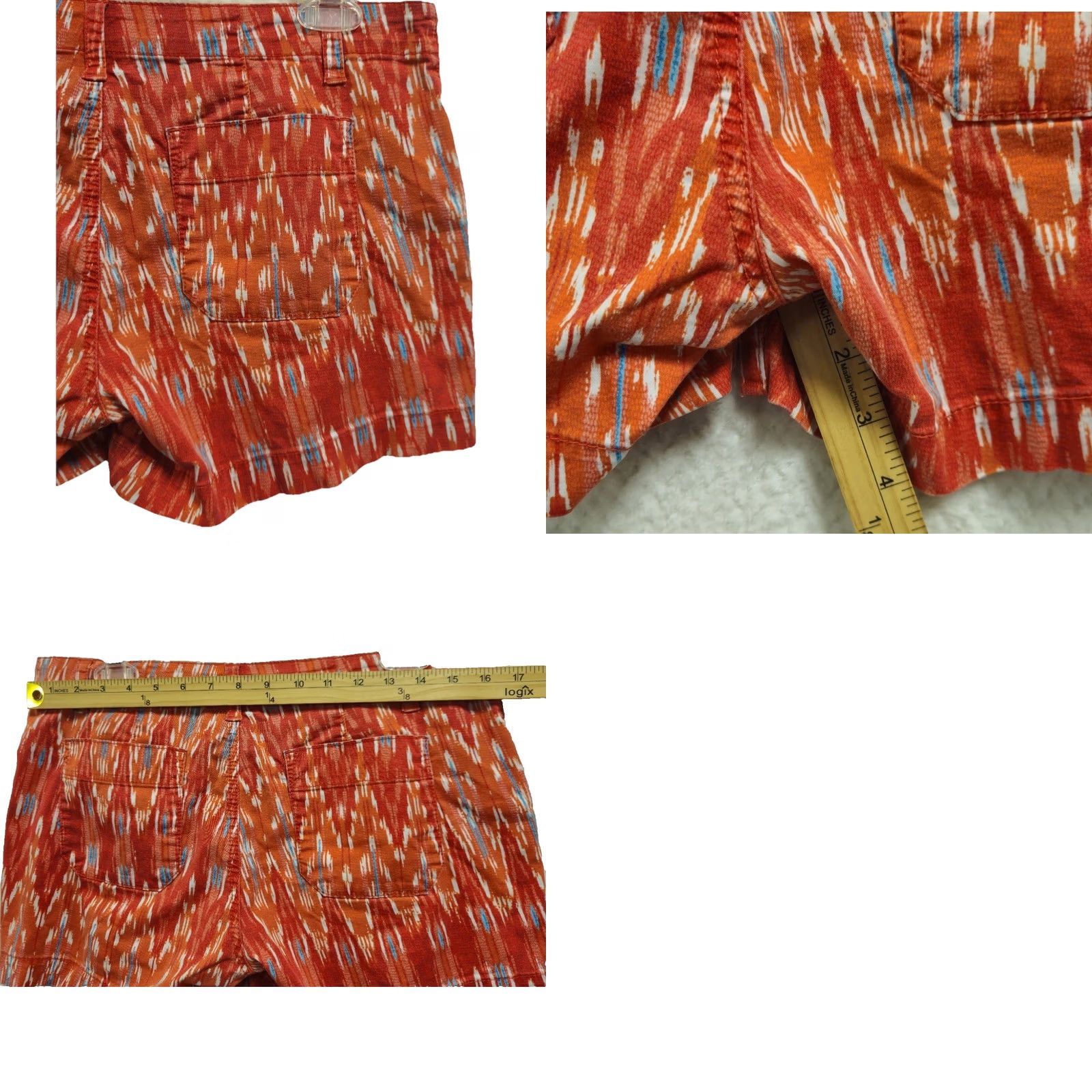 Calvin Klein Calvin Klein Jeans Chino Shorts Women’s Size 6 Orange Ikat Print Tribal Boho Size 28" / US 6 / IT 42 - 8 Thumbnail