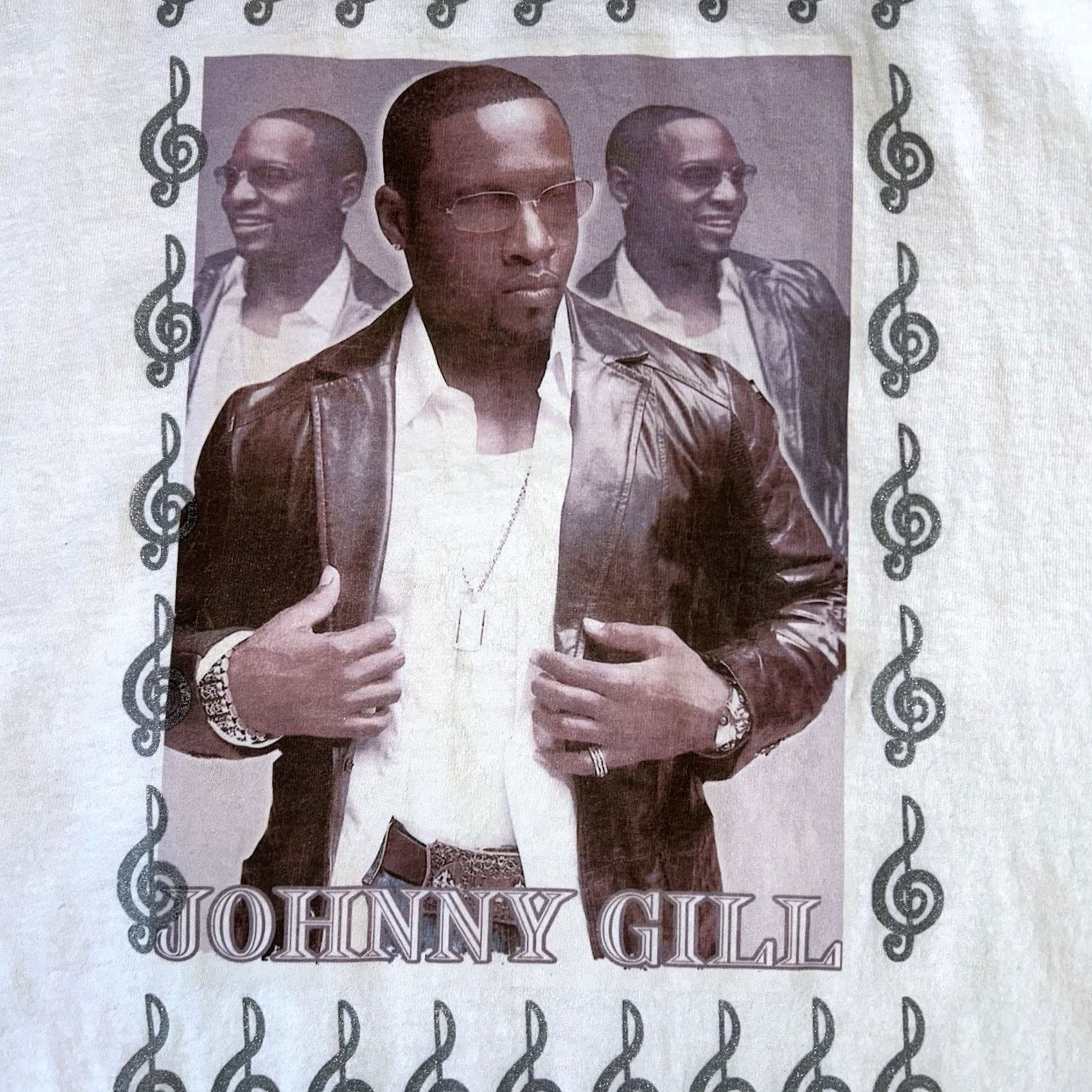 Vintage VINTAGE Johnny Gill An Evening With Johnny Concert Tee White T-Shirt Large Mens Black Graphic Print 90s Tour Band Music Shirt Size US L / EU 52-54 / 3 - 2 Thumbnail