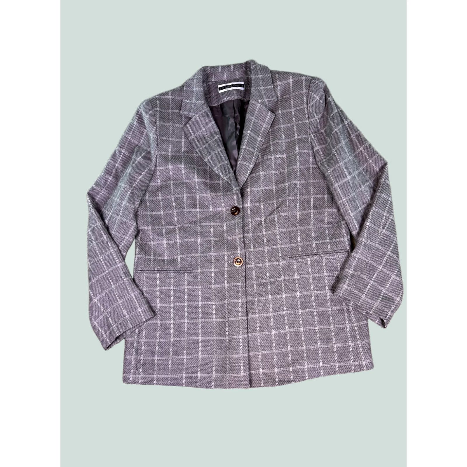 Vintage VINTAGE Amanda Smith Blazer Gray Wool Windowpane Plaid Size 16 Women 80s Size XXL / US 16-18 / IT 52-54 - 1 Thumbnail
