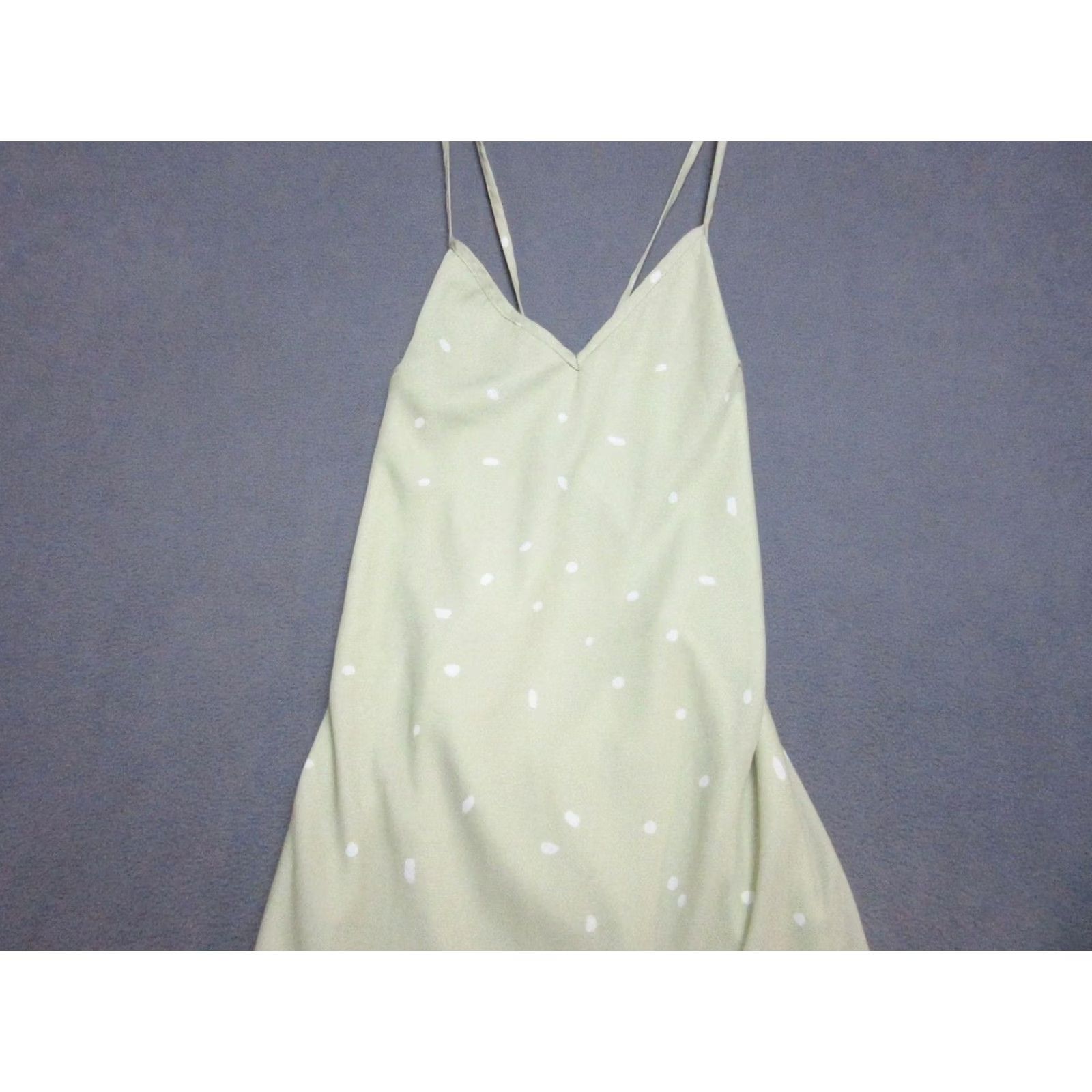 PRINCESS POLLY Princess Polly Dress Womens US 4 Green Polka Dot Spaghetti Strap Open Back Tie Size S / US 4 / IT 40 - 2 Thumbnail