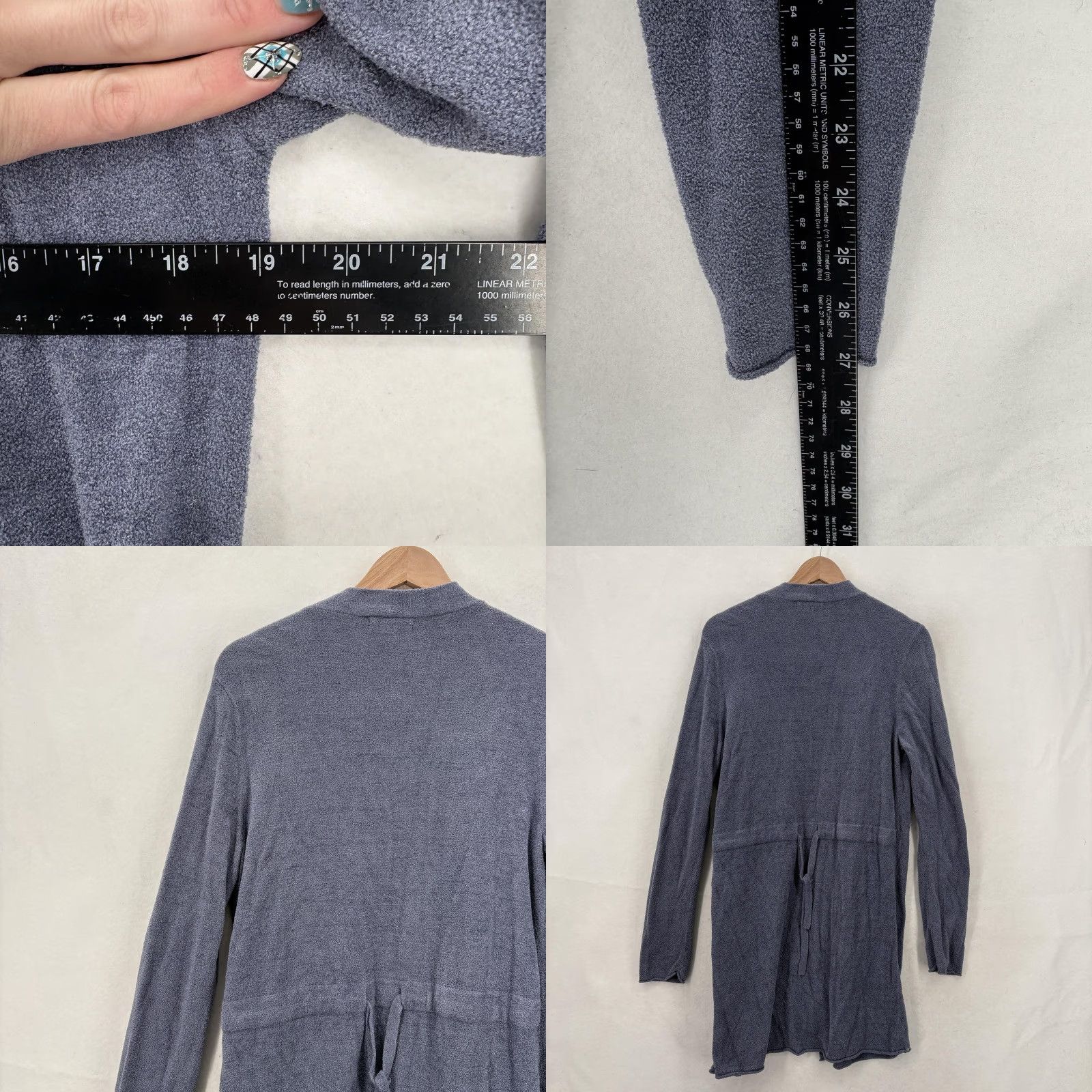 Vintage Barefoot Dreams Sweater Cardigan Women's Medium Gray Cozychic Ultra Lite Lightweight Open Front Pockets Belted V-Neck Size M / US 6-8 / IT 42-44 - 8 Thumbnail