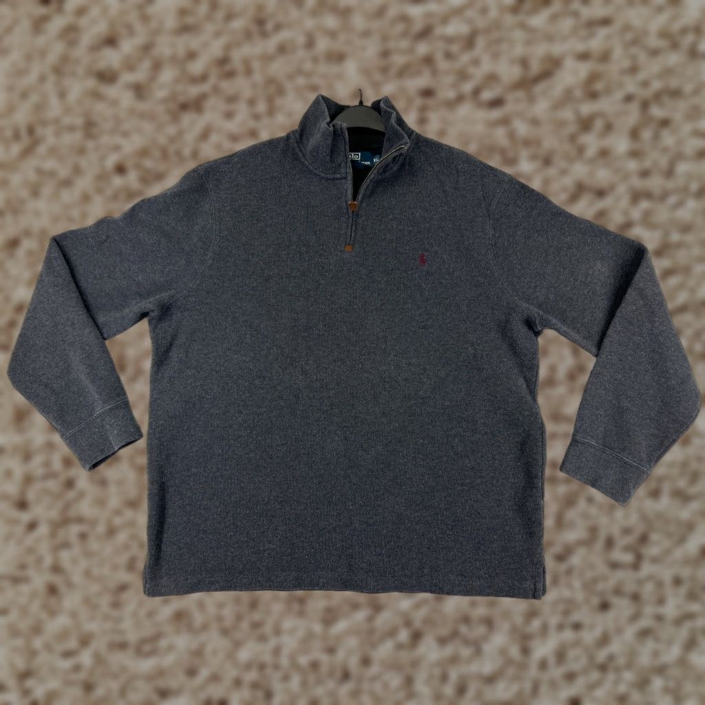 Polo Ralph Lauren Polo Ralph Lauren Sweater Mens XL Gray Mock Neck 1/4 Zip 100% Cotton Polo Ralph Lauren Size US XL / EU 56 / 4 - 1 Thumbnail