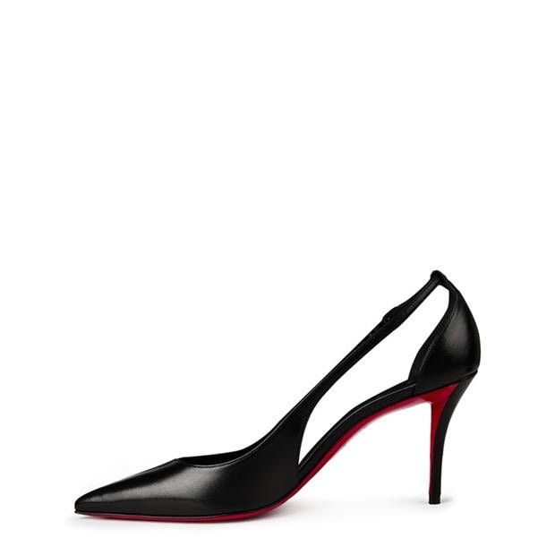Christian Louboutin Apostrophatoric 80mm Cutout Leather Pumps Size US 7 / IT 37 - 3 Thumbnail