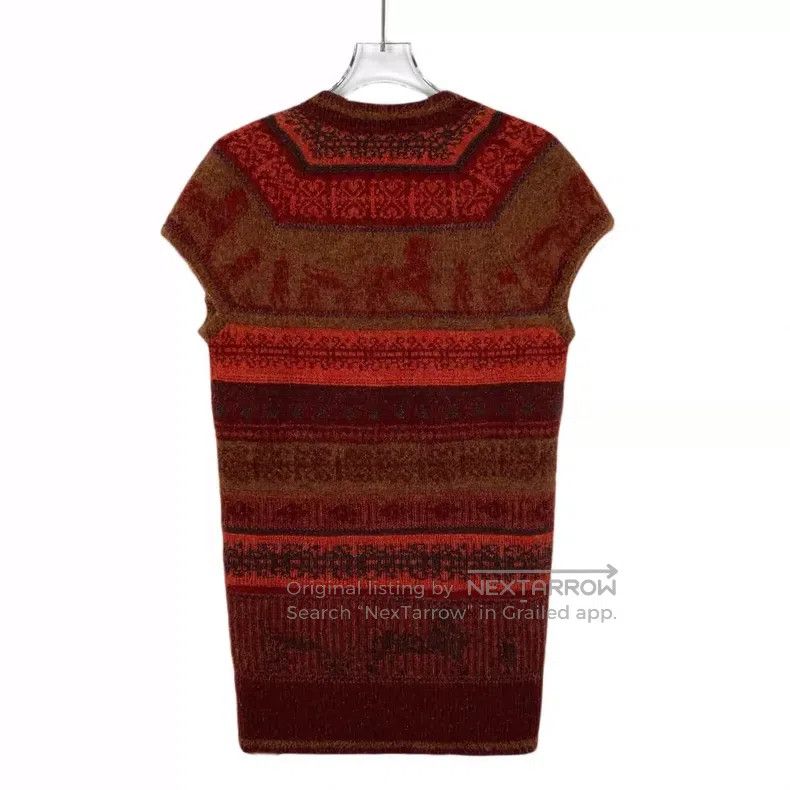 Hermes Hermes Red striped inlaid cashmere V-neck short-sleeve kni Size XS / US 0-2 / IT 36-38 - 2 Thumbnail
