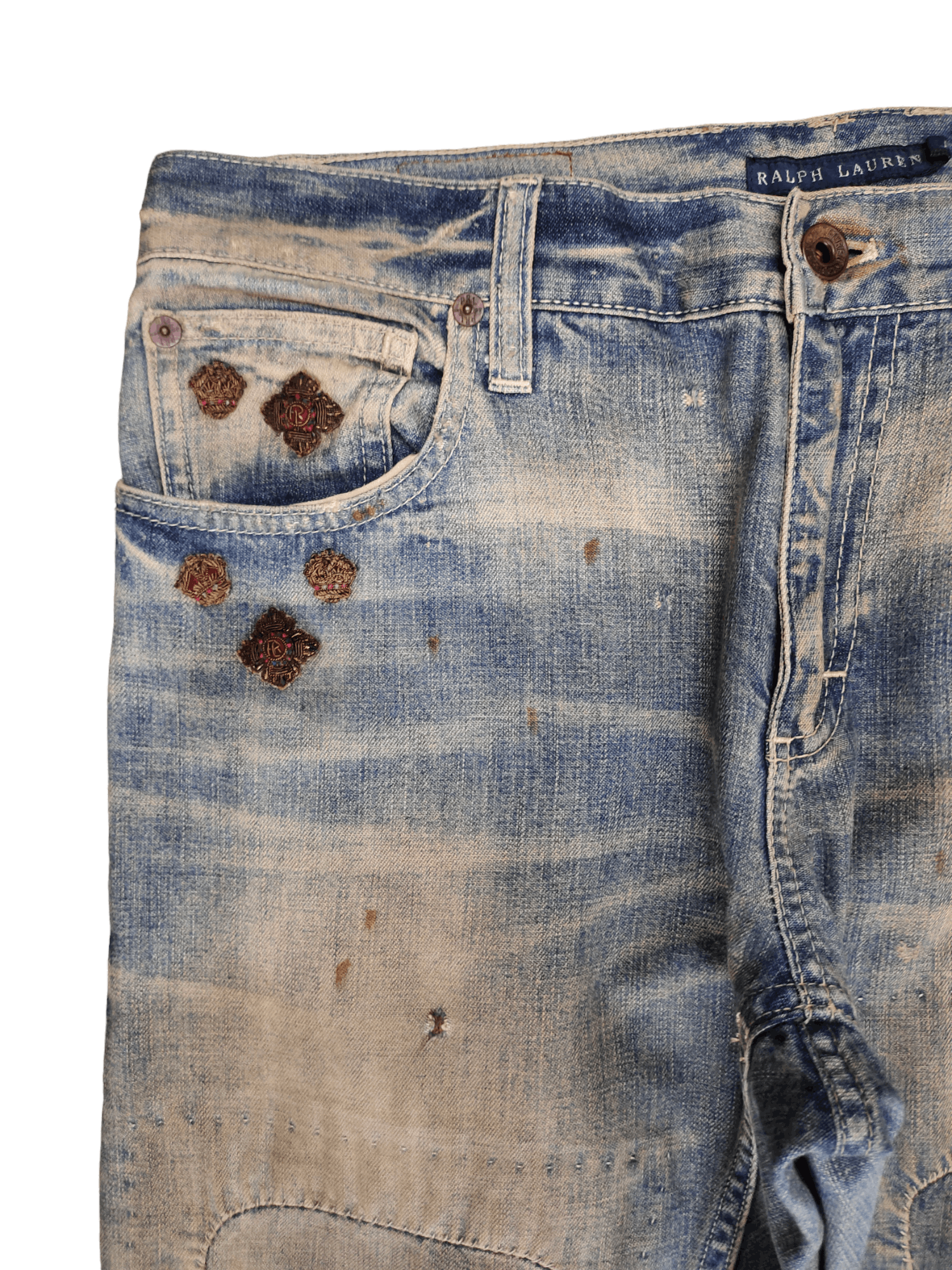 Polo Ralph Lauren Ralph Lauren Distress Faded Rusty Patchwork Skinny Jeans Size US 29 - 4 Thumbnail