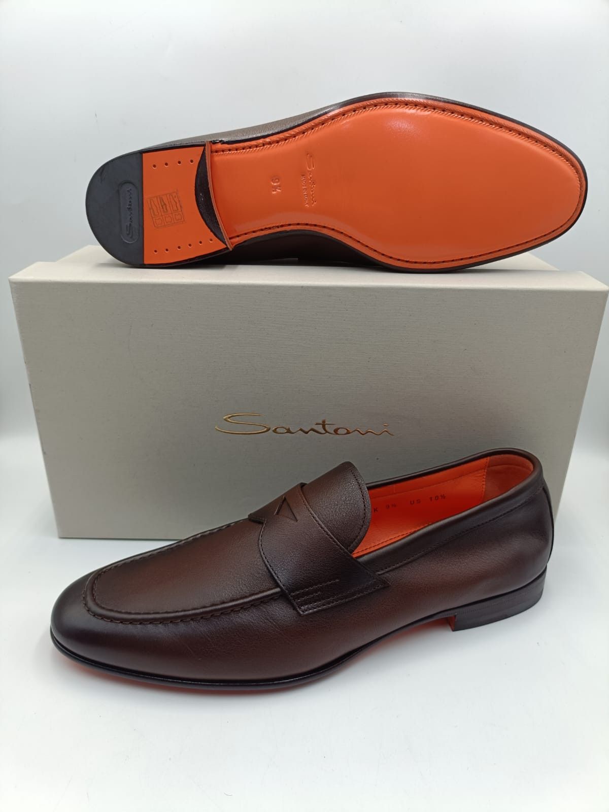 Santoni Santoni Brown Leather Loafers Size US 10.5 / EU 43-44 - 1 Thumbnail