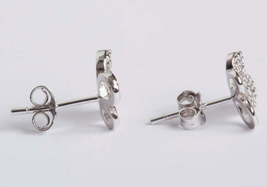 Designer Unique Sterling Silver Cubic Zirconia Butterfly Earrings Size ONE SIZE - 3 Thumbnail