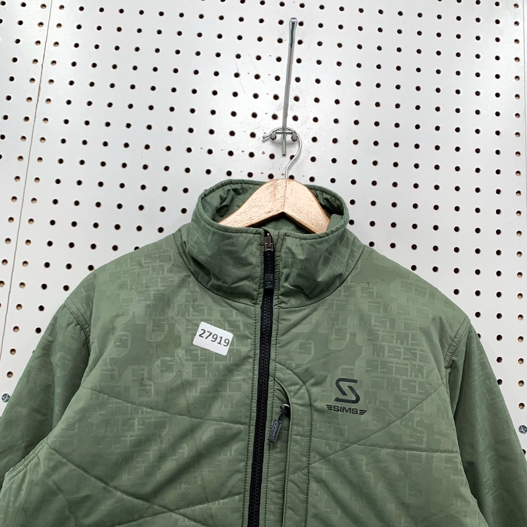 Spell VINTAGE Sims Jacket Green Full Zip Bomber Nylon Men's Medium 90s Spell Out AOP Size US M / EU 48-50 / 2 - 7 Thumbnail