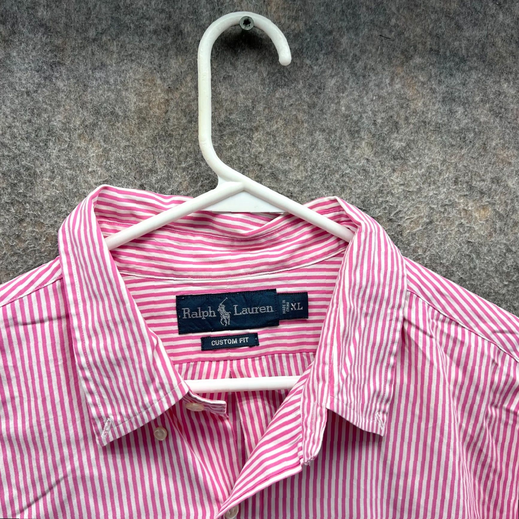 Polo Ralph Lauren VINTAGE Polo Ralph Lauren Shirt Mens XL Pink White Stripes Custom Fit Pony Oxford Size US XL / EU 56 / 4 - 6 Thumbnail