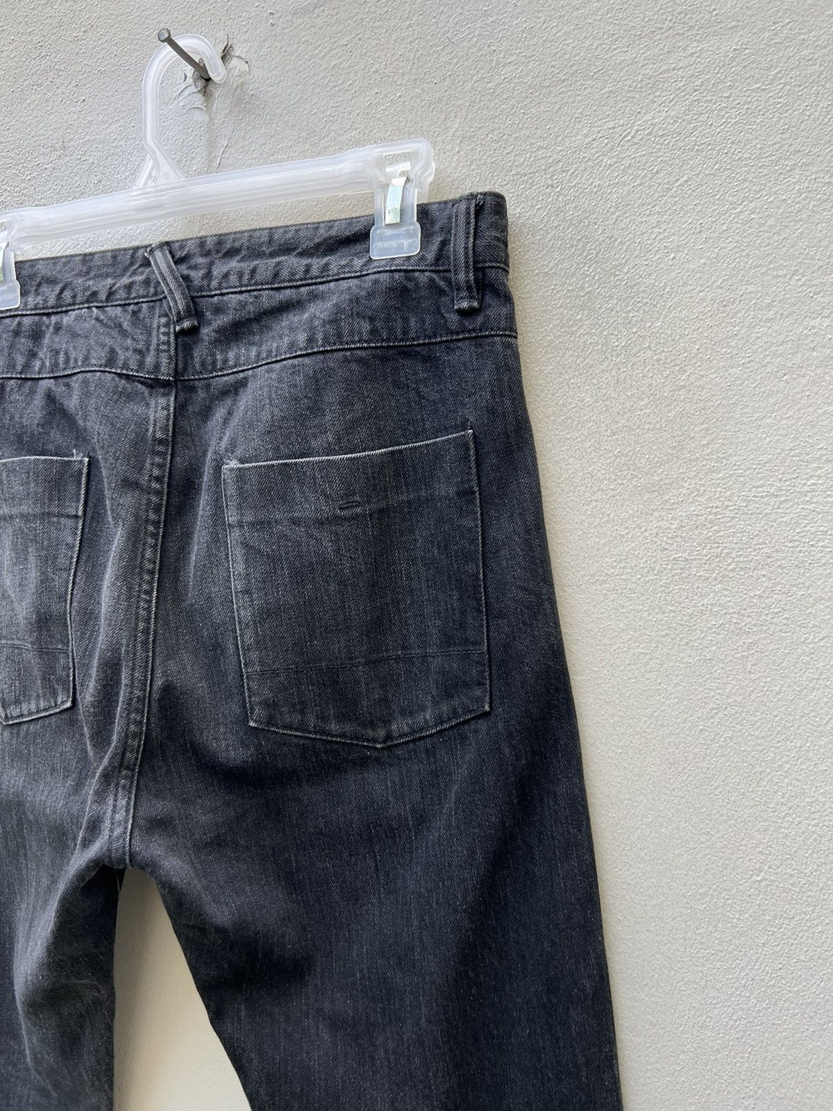 Bukht Bukht Japan Faded Black Selvedge Denim Cropped Flare Jeans Size US 30 / EU 46 - 19 Thumbnail
