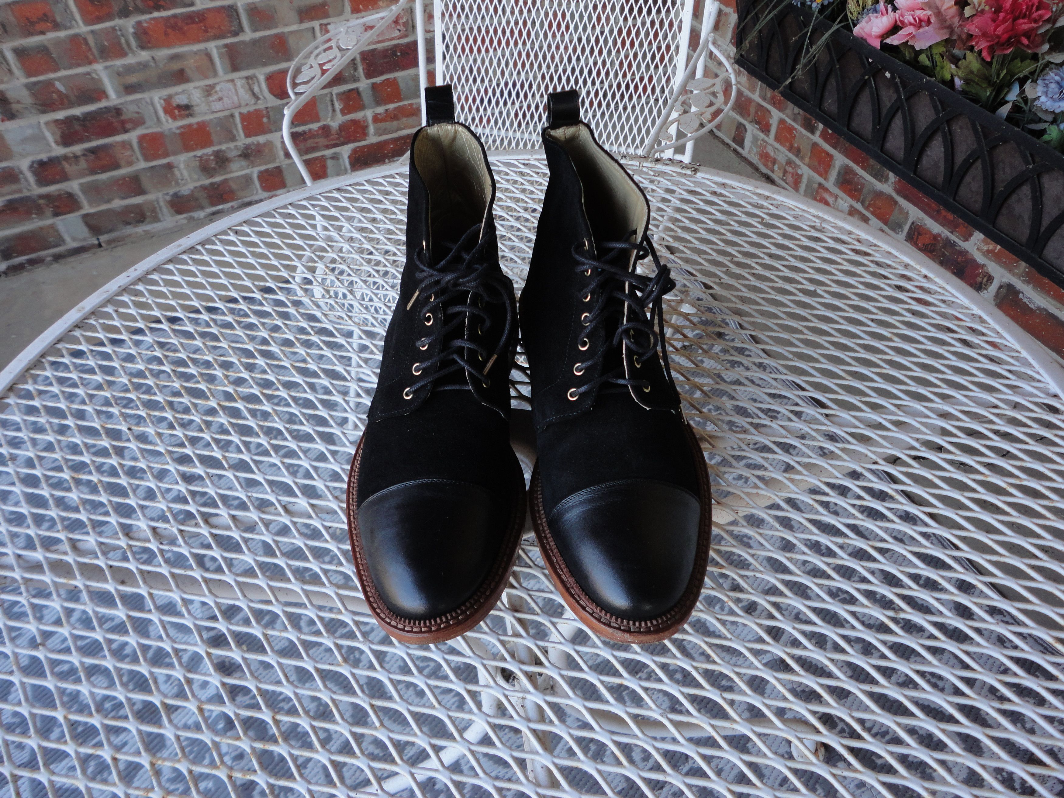 image of Taft Jack Black Leather & Suede Boots Size 40 (Us 7), Men's
