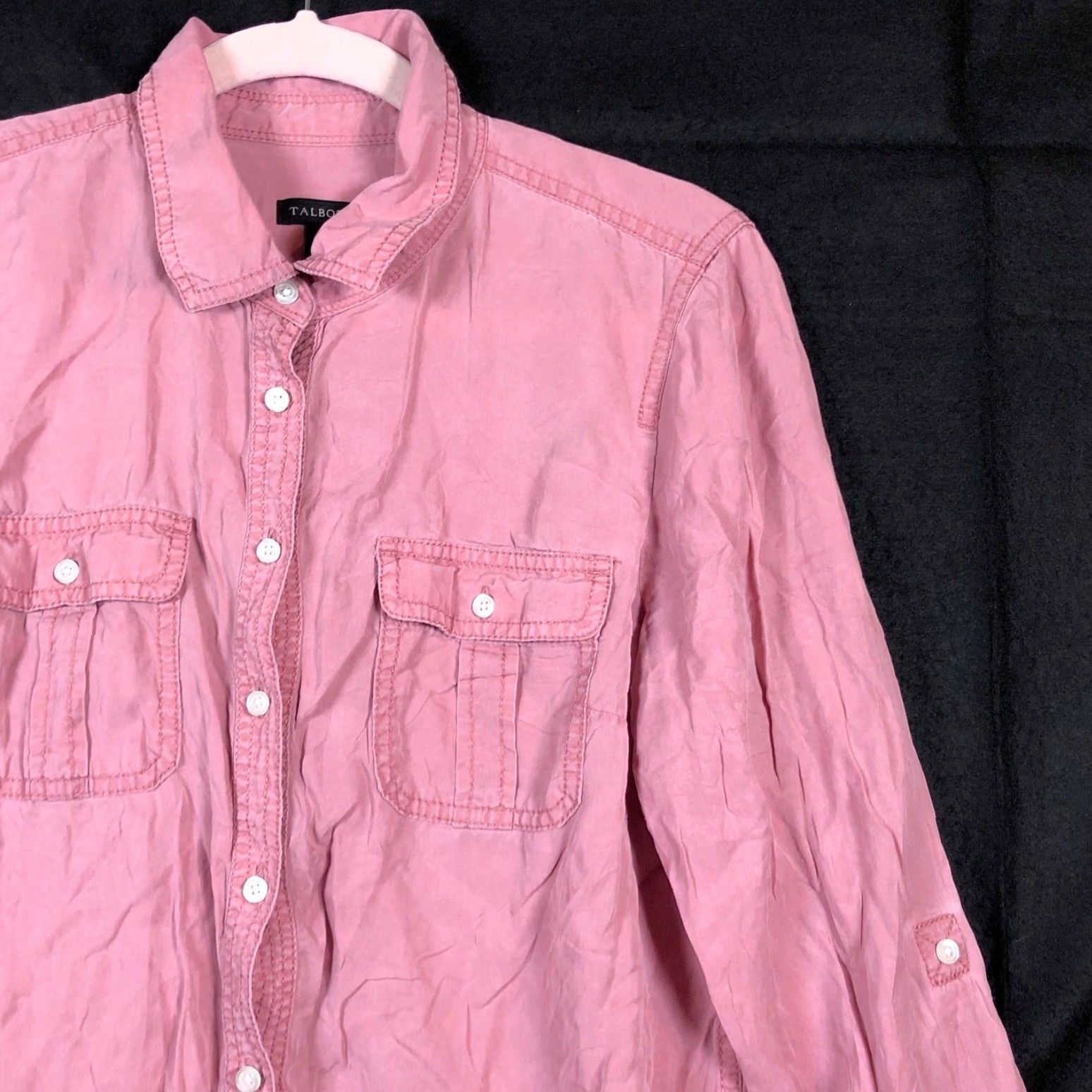 Talbots Talbots Womens Shirt Pink Collared Button-Down Roll Tab Sleeve 100% Lyocell M Size M / US 6-8 / IT 42-44 - 5 Thumbnail
