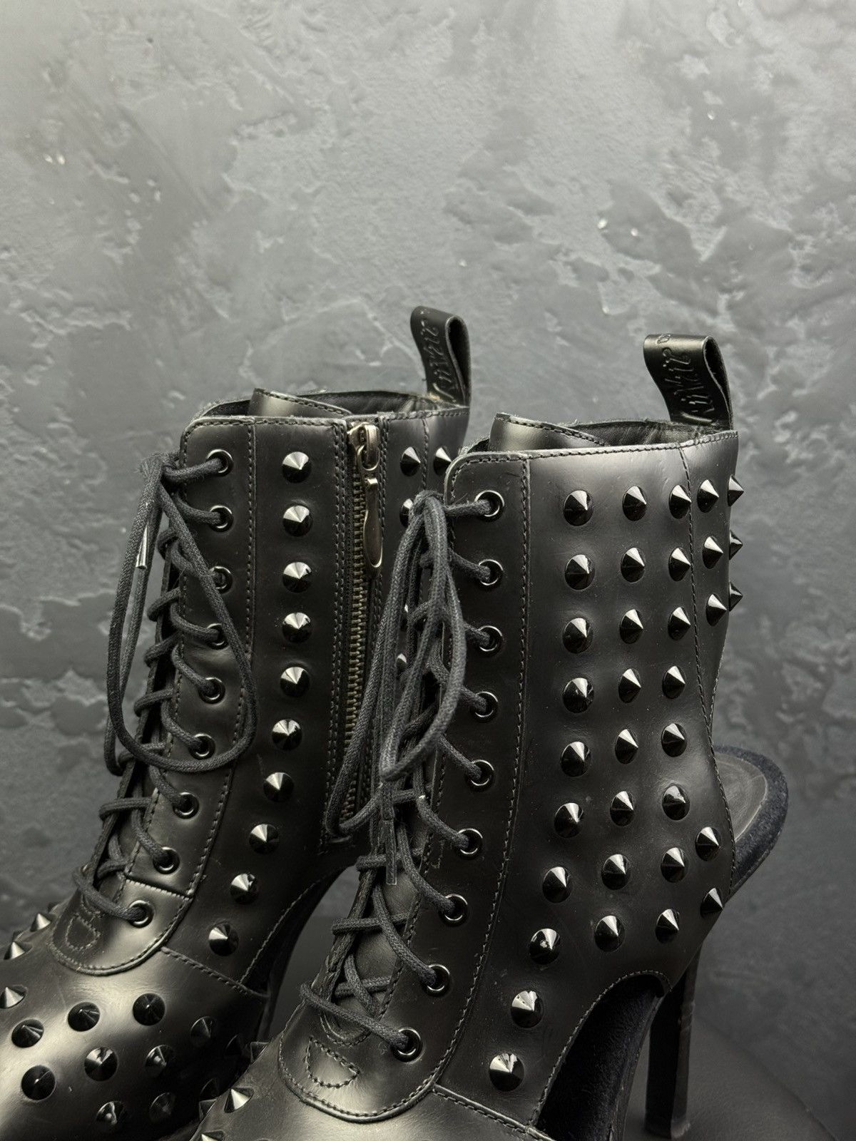 Dr. Martens Dr Martens Yasmin Black Studded Open Toe Lace Up Heels Size US 11 / IT 41 - 2 Thumbnail