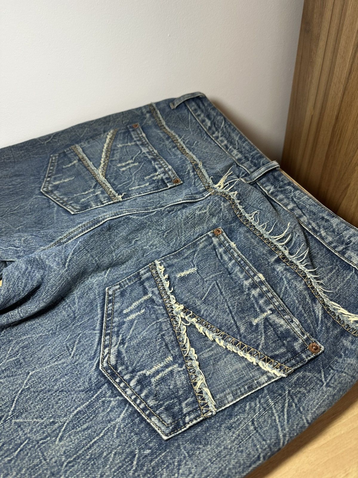 Vintage Vintage Distressed Patchwork Denim Jeans with Mesh Panels Size US 36 / EU 52 - 6 Thumbnail