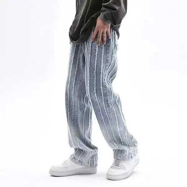 VIBE Striped Baggy Flared Wide Leg Jeans y2k retro Size US 32 / EU 48 - 3 Thumbnail